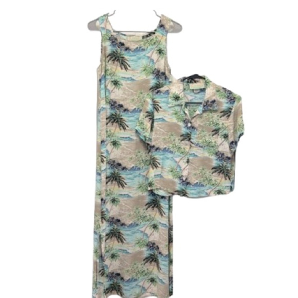 #204 Old Maui Tropical Maxi Sundress with Button Shirt Jacket Medium Hawaiian